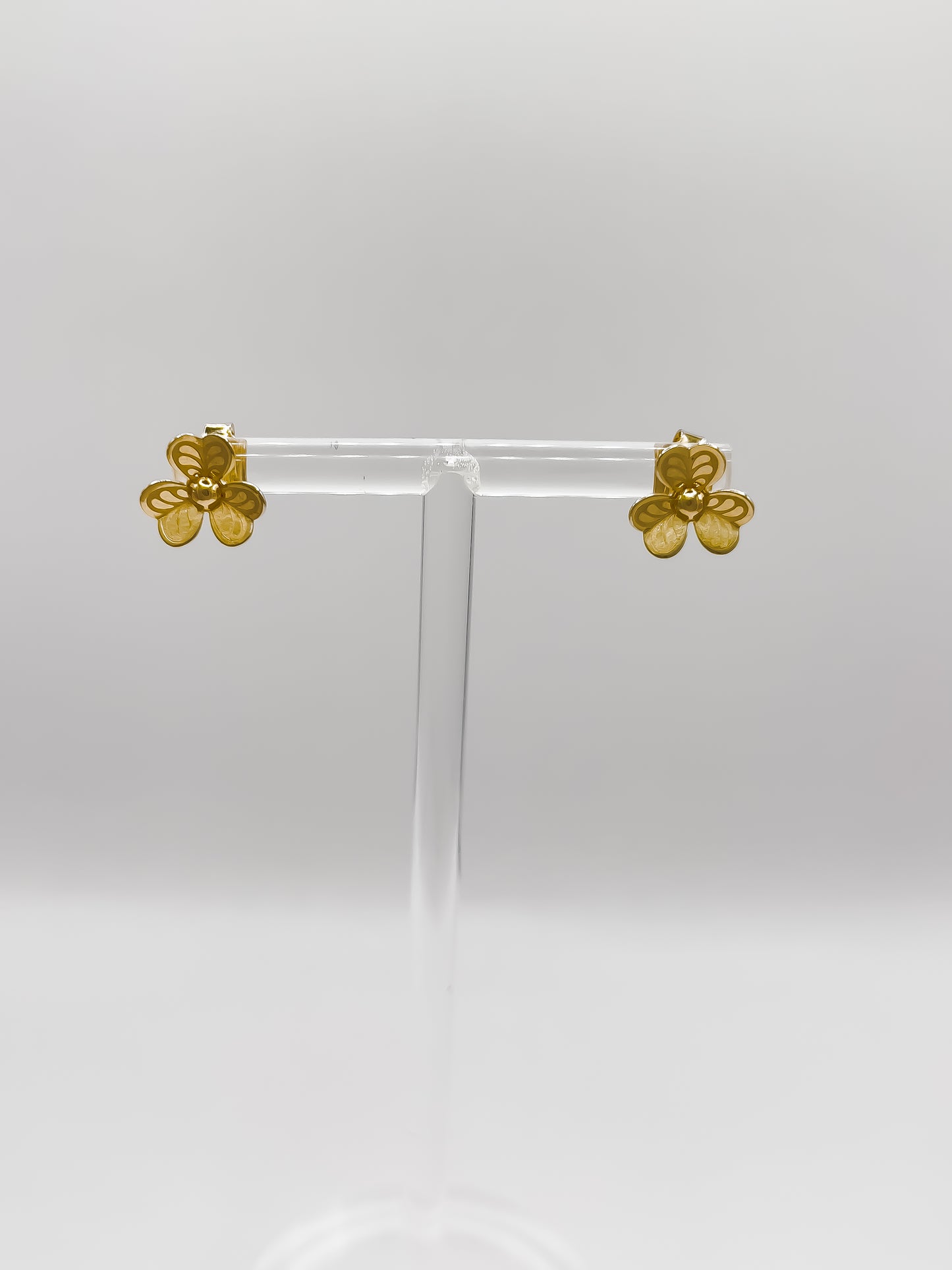 Danseuse 18ct Yellow Gold Three-Petal Flower Stud Earrings